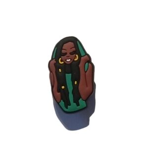 Black Woman Diva in Green Hoodie Croc Charm